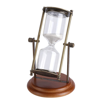 15 minute hourglass, vintage metal 15 minute hourglass, unique hourglass timer with glass for gift home office desk