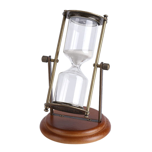15 minute hourglass, vintage metal 15 minute hourglass, unique hourglass timer with glass for gift home office desk