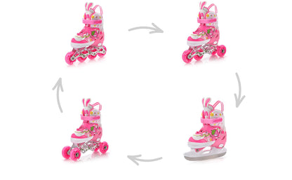 meteor® Inline Skates 4in1 Kids Inliner Roller Skates Roller Blades Quad Skates Carbon Kids Inline Skates Adjustable Shoe Big Wheels