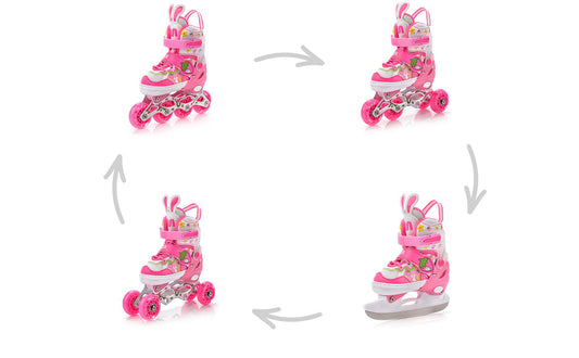 meteor® Inline Skates 4in1 Kids Inliner Roller Skates Roller Blades Quad Skates Carbon Kids Inline Skates Adjustable Shoe Big Wheels