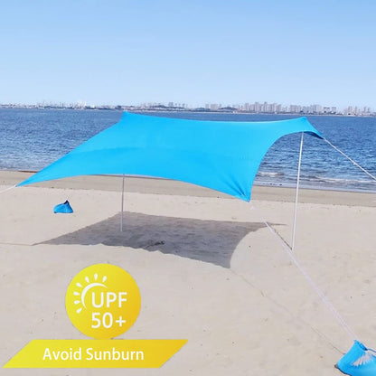2x2m sun protection Beach Windproof Stable Beach Tent UV Protection 4-8 people sunshade beach with poles beach shelter Quick Up sun tent Sun tent Garden
