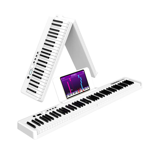 TERENCE 88-key piano Foldable keyboard with 1800mAh battery Support MIDI USB interface Piano app Bluetooth Music stand Stickers Audio cable Headphones Sustain pedal White