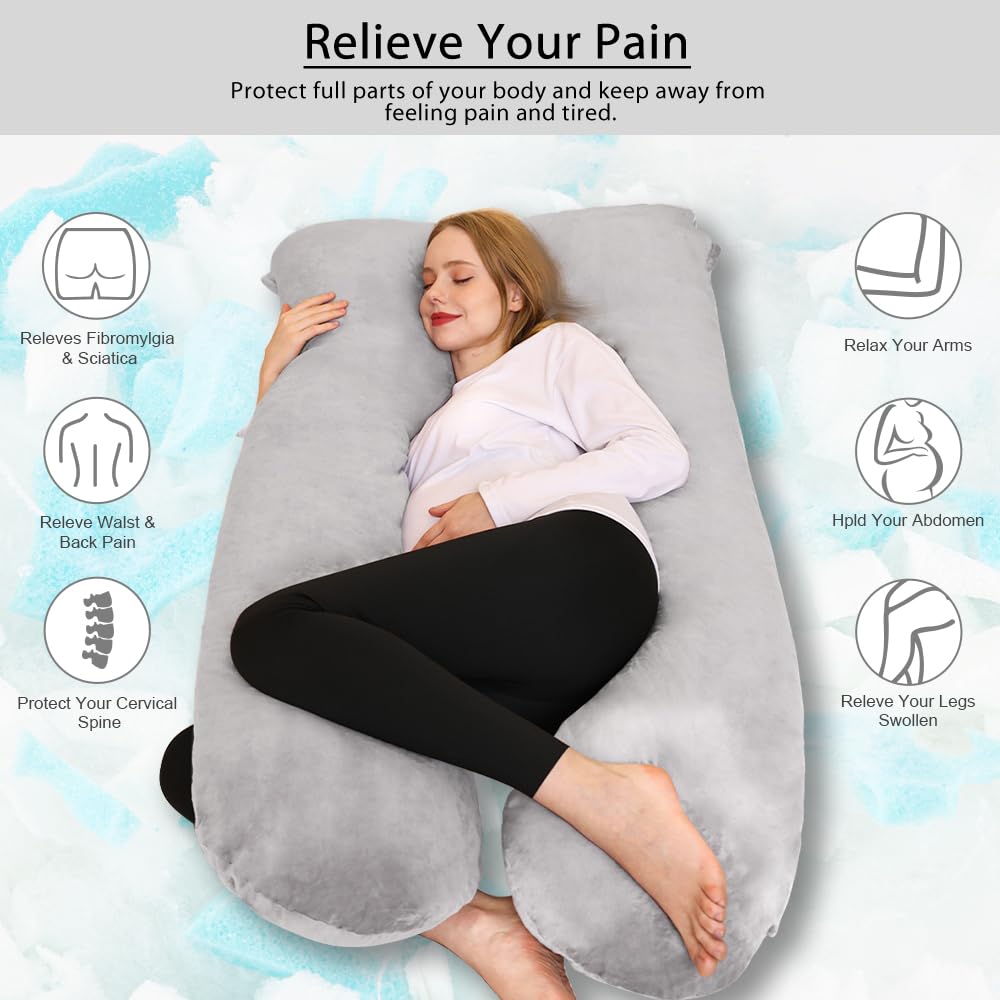 Chill Home Pregnancy Pillow, U Shape Side Sleeper Pillow with Cover U Pillow Nursing Pillow Large Storage Pillow, Pillow for Women and Side Sleepers (Memory Foam)