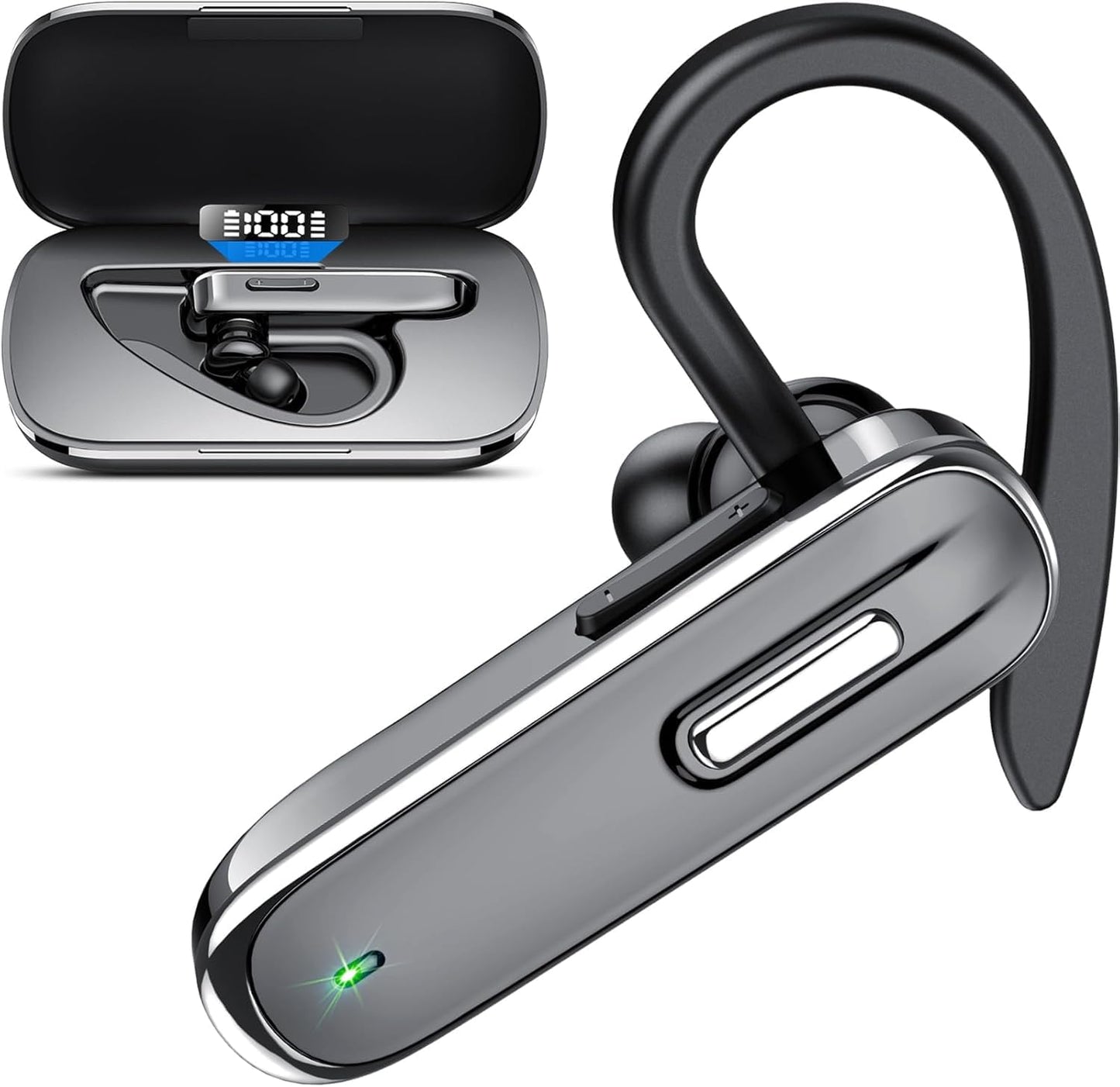 IKG Bluetooth V5.3 headset with microphone, LED display charging case, 100 hours playtime, noise cancelling, compatible with Android and laptop.