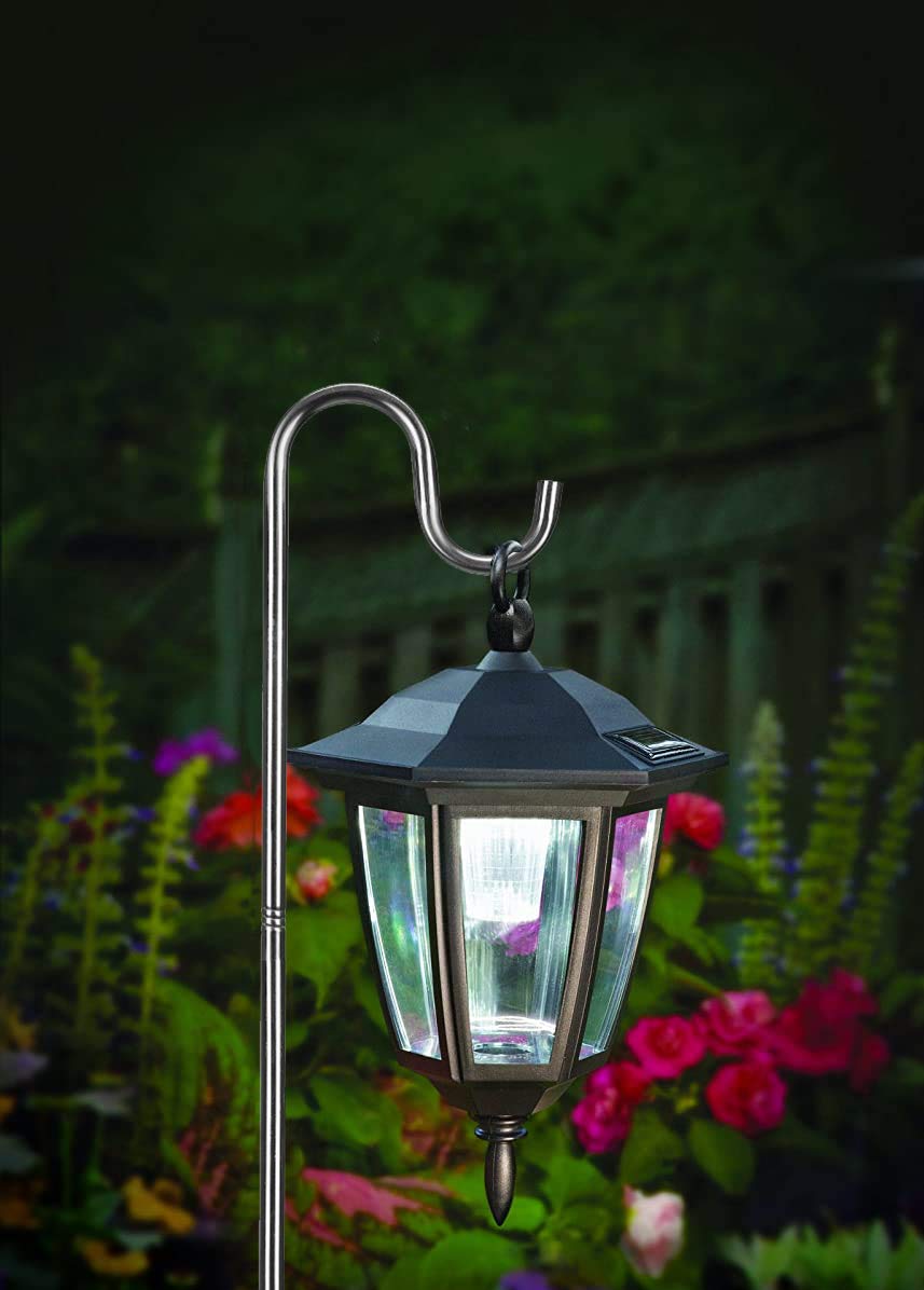 COCONUT Shepherd's Hook for birdhouses, 200 cm, 1.6 cm width, durable, adjustable, for outdoor use, with 5-prong base, for lanterns, plants, hangers, wedding decor, silver.