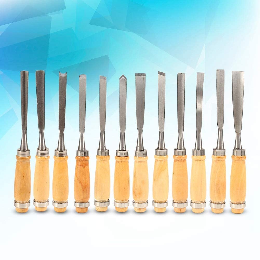 Wood Carving Tools, Gouges, Wood Carving Chisel Set 12Pcs Professional Carving Sharp Woodworking Tools with Bag Ideal for Beginners