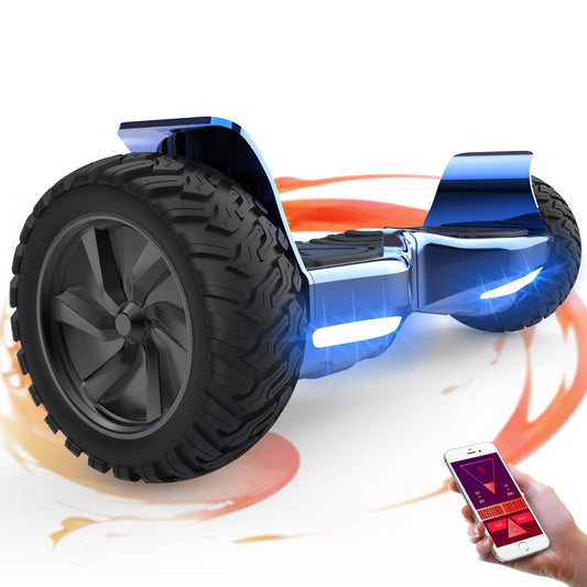 GeekMe off-road 8.5 inch SUV hoverboards with APP, Bluetooth speaker, dual motor, LED lights, all terrain hoverboards for kids and adults.