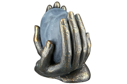 Casablanca modern design GILDE deco sculpture heart in hands - poly - gift birthday christmas - deco living room - color: bronze gray - height 15 cm.