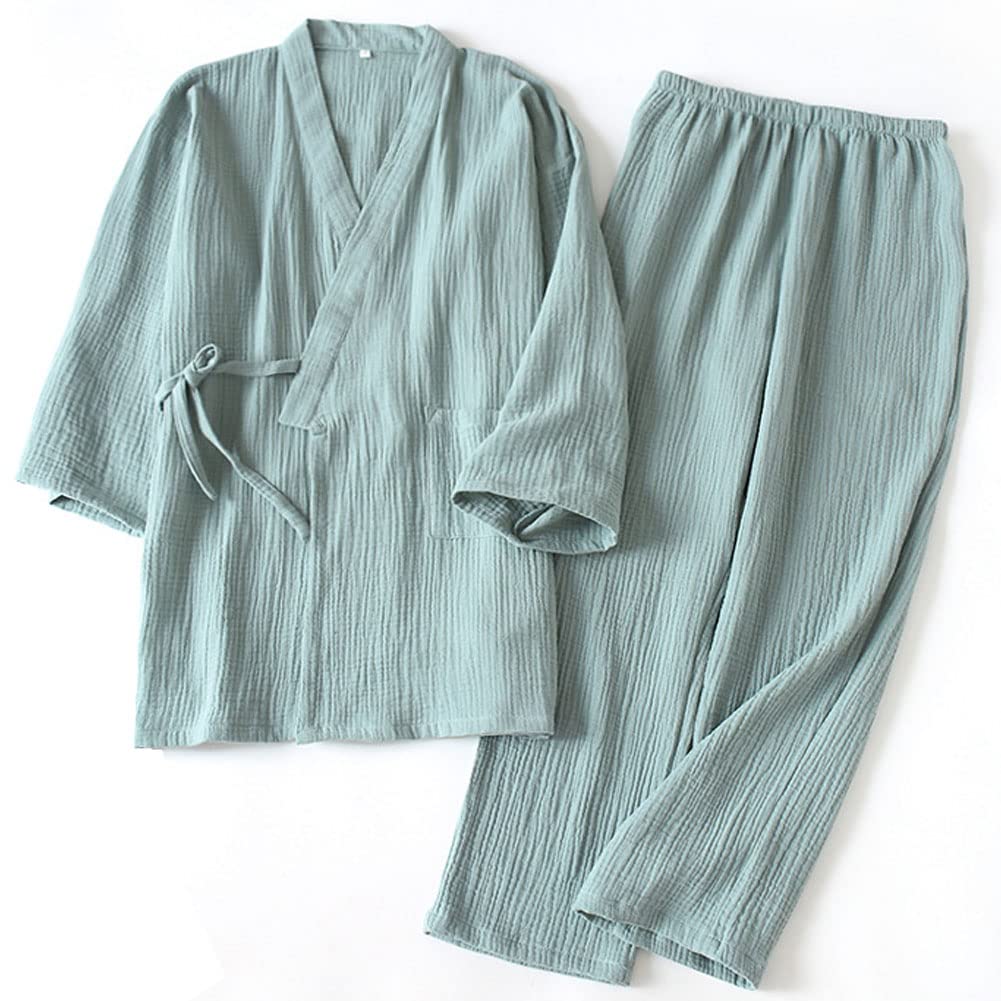 OWLONLINE Soft, Pure Cotton Crepe Women's Pyjama, Japanese Kimono Pyjama, Size M-C17