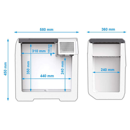 Mobicool FR40 compressor cooler with 38 liter capacity, 12/24 V and 230 V, mini fridge for car, truck, boat, camper, and socket.