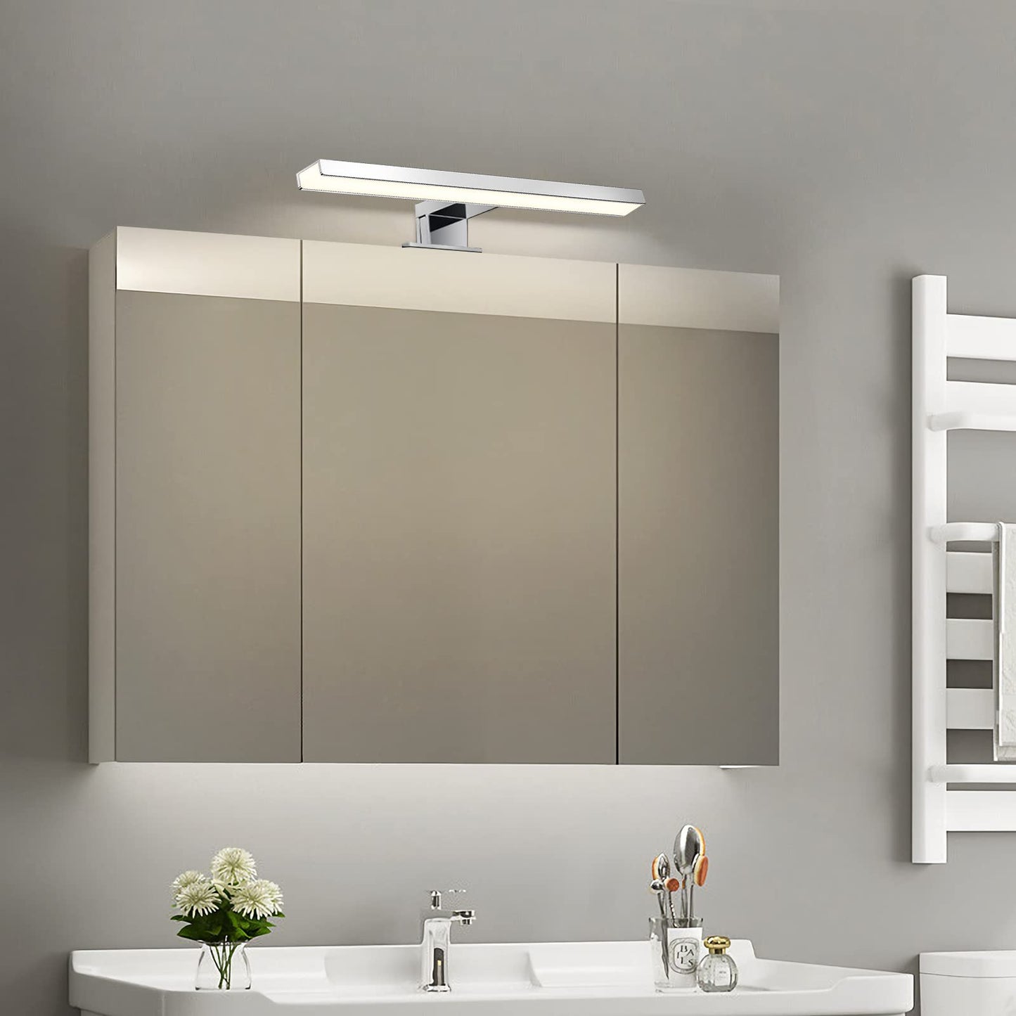 ERWEY 2 in 1 LED Mirror Light IP44 Bathroom Light Neutral White Makeup Light 230V Cabinet Light Mirror Cabinet Surface Mount Light Bathroom Clamp Light Wall Light (30cm 4000K 5W)