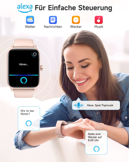 Gydom Smartwatch for Women with Phone Function Alexa Built-in, 1.8" Women's Fitness Watch with 100+ Sports Modes, Heart Rate Monitor SpO2 Sleep Monitor, IP68 Waterproof, Pedometer Watch Sports Watch for Android/iOS