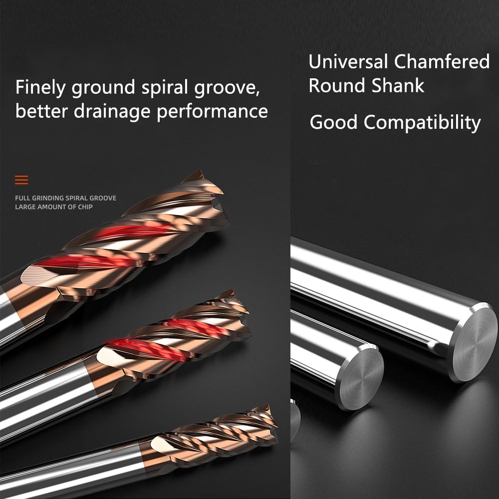 ASNOMY VHM cutter 18mm shank cutter carbide, AlTiN coated 55 HRC 4 cutting edges, drilling, milling, finishing, plunging, CNC, tungsten carbide