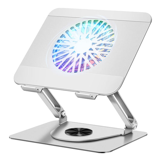 ICARE Laptop Stand with Magnetic RGB Laptop Cooler, 360° Rotatable, 10KG Weight Capacity and 18dB Quiet, Holder for Laptops and Tablets up to 16 inches