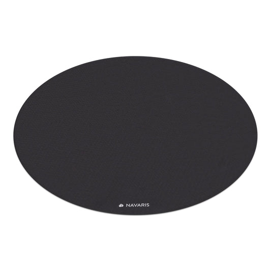 Navaris round non-slip yoga mat large - Ø 120cm yoga mat extra large - 0.6cm thick - fitness mat for men and women - sports mat gymnastics mat - black