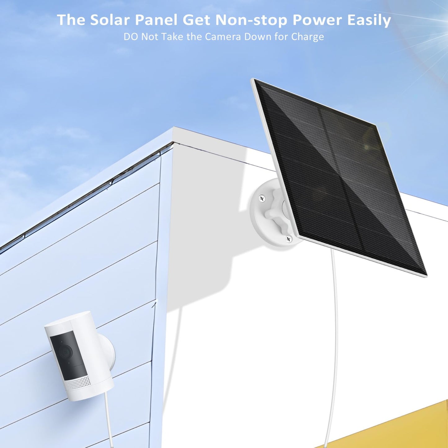 Solar panel for Ring camera, 5W camera solar panel compatible with Ring Spotlight Cam Battery & Stick Up Cam Battery, Stick Up Cam 2nd and 3rd Gen. with barrel plug.