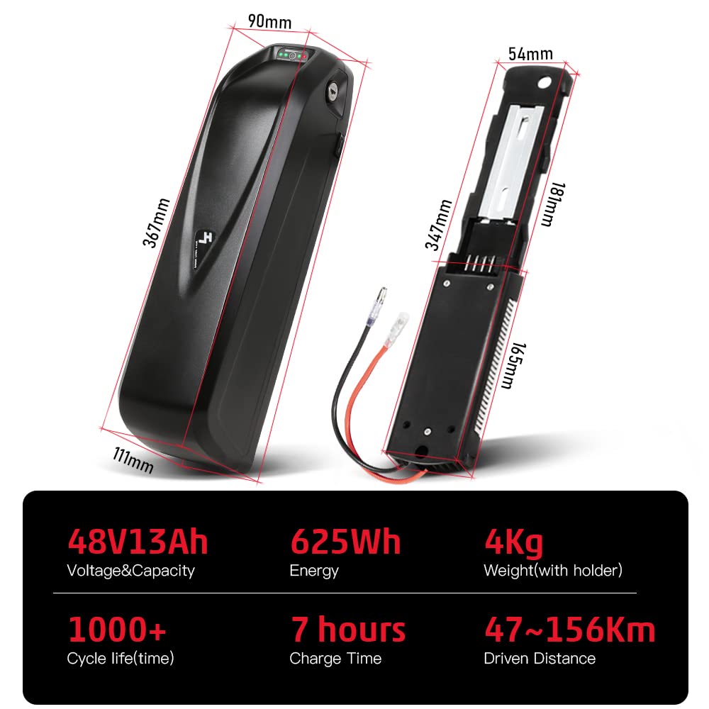 SEASON 36V 48V 52V Ebike Battery Hailong 13-20Ah Ebike Battery fits Electric Bike 1000W / 750W / 500W, Lithium-Ion Battery 4-Pins with Charger.