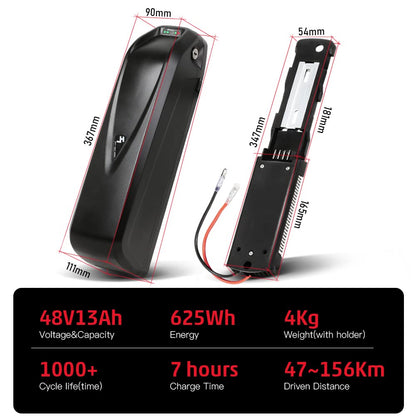 SEASON 36V 48V 52V Ebike Battery Hailong 13-20Ah Ebike Battery fits Electric Bike 1000W / 750W / 500W, Lithium-Ion Battery 4-Pins with Charger.