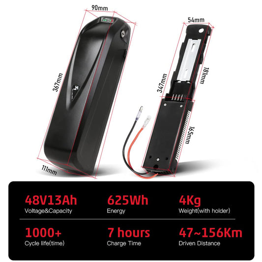 SEASON 36V 48V 52V Ebike Battery Hailong 13-20Ah Ebike Battery fits Electric Bike 1000W / 750W / 500W, Lithium-Ion Battery 4-Pins with Charger.