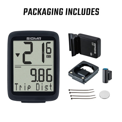 SIGMA SPORT Unisex - Adult Bc 8.0 Wl ATS Bike Computer, Black, One Size & LED Bike Light with Battery Set Aura 30 and Curve