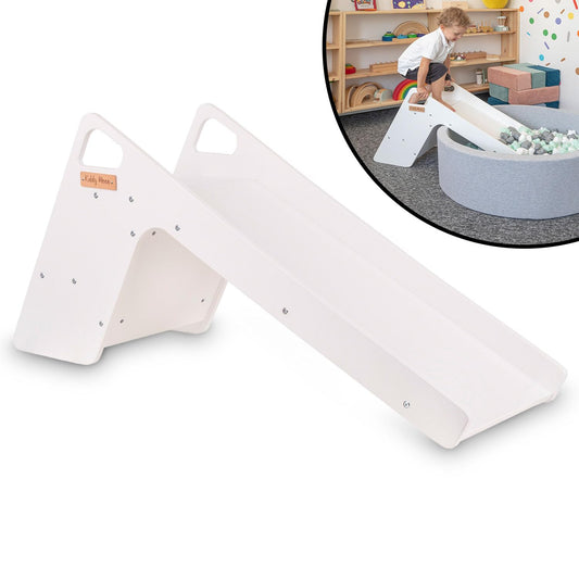 KiddyMoon Kids Wooden Slide, Stable Toddler Slide 2-in-1 Multifunction Montessori, Large, White