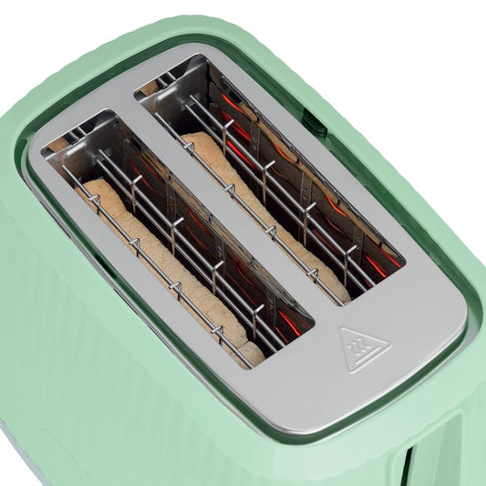 Russell Hobbs toaster [for 2 slices] Eden (6 browning levels, lift function, defrost, reheat, and cancel function, removable crumb tray, bun warmer, pistachio 27374-56)