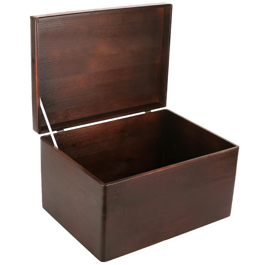 Creative Deco XXL Brown Large Wooden Box with Lid | 40x30x24 cm (+/-1cm) | Wood Chest Memory Box Baby Wooden Box with Lid Christmas Box | For Documents, Tools| RAW, UNSANDED