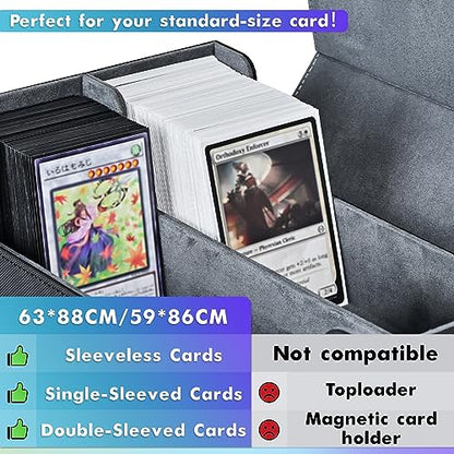 UAONO Collectible Card Storage Boxes for 1200+ cards, Premium Magnetic Deck Boxes, Leather Deck Case with Dividers, Trading Card Deck Boxes for TCG Magic the Gathering YuGiOh Cards (Black)