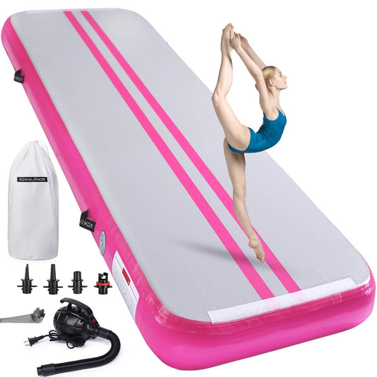 ROMELANDS Inflatable Gymnastics Airtrack Mat, 3M/4M/5M Training Mat with Air Pump, 10cm high for Yoga, Tumbling, Gymnastics, Training