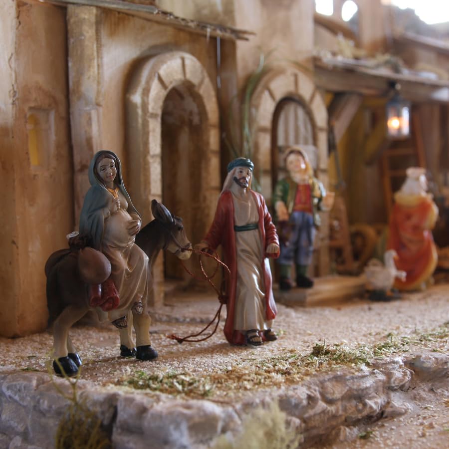 FADEDA 2X Inn search/Size:9 cm/Hand-painted/detailed Nativity Figures - Christmas table decoration Crib accessories