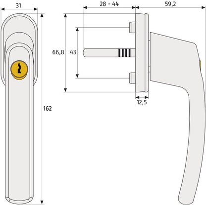 ABUS 442582 FG200 S SB lockable window handle, silver in a set of 4 pieces