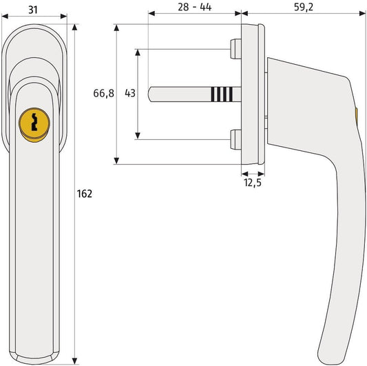 ABUS 442582 FG200 S SB lockable window handle, silver in a set of 4 pieces