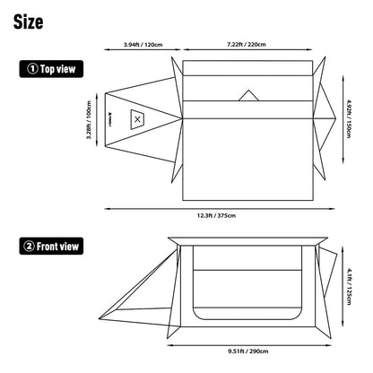 Camping Hot Tent with Stove Jack, POMOLY STOVEHUT 20 Shelter with two tarp poles and tent poles for 1-2 person hiking, hunting, backpacking.