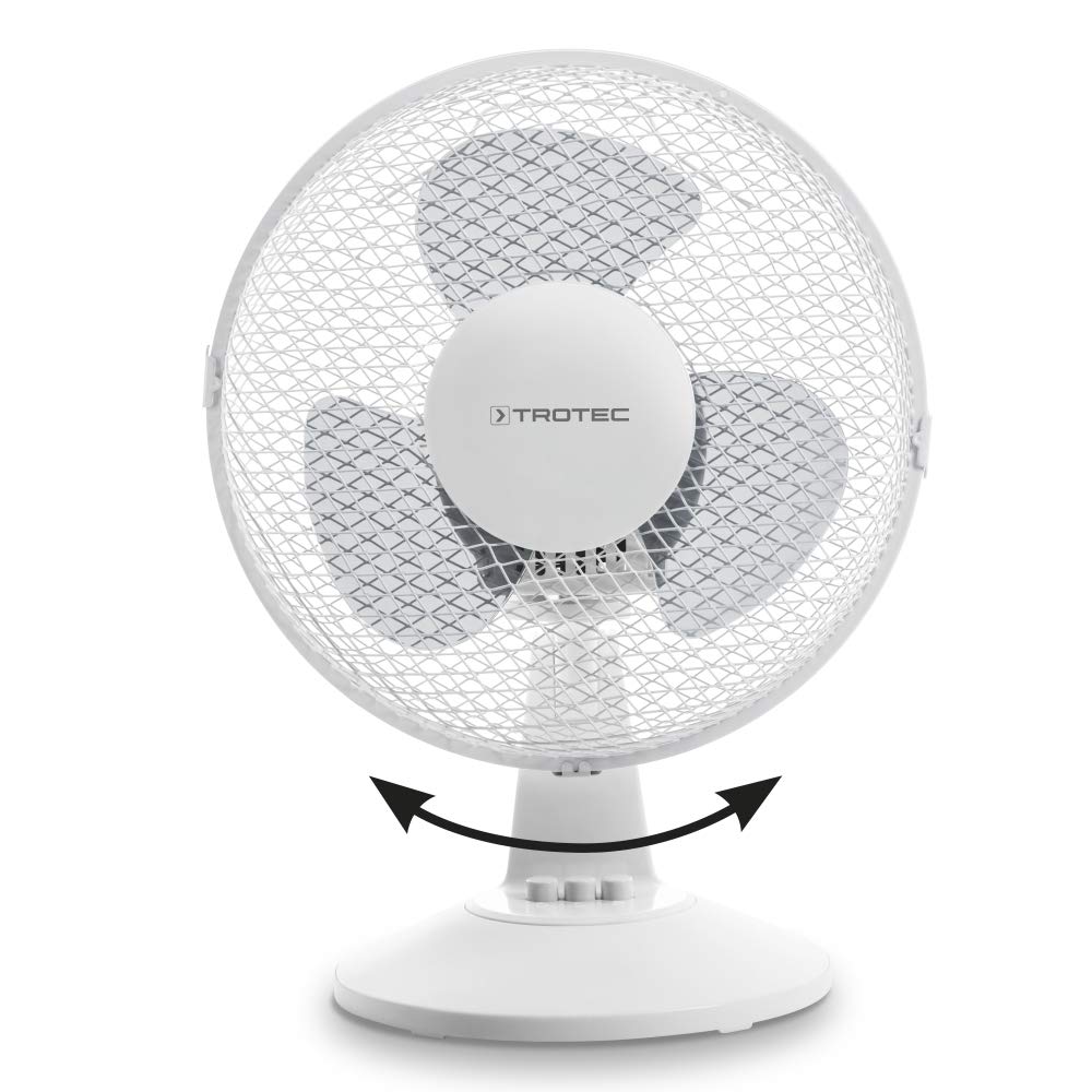 TROTEC Desk Fan TVE 10 - 25 watts, oscillating 80°, 2 speeds, Ø 23 cm, very quiet, white