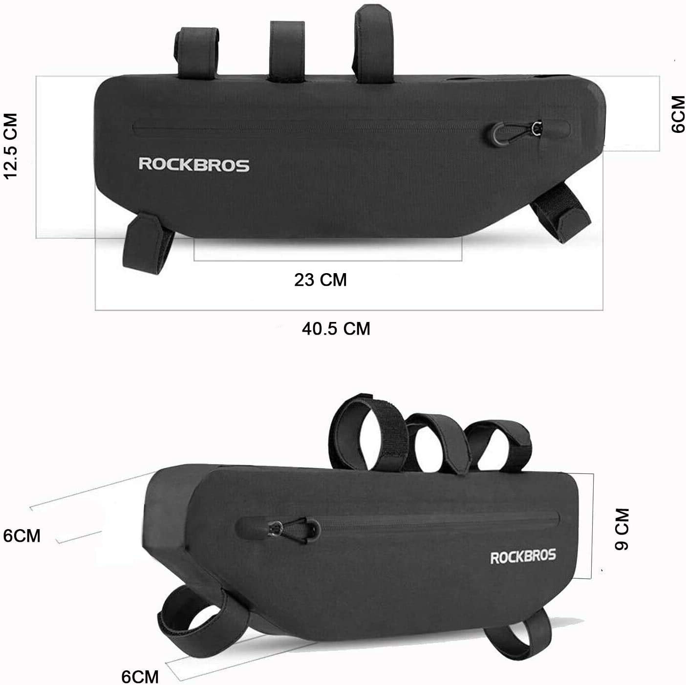 ROCKBROS bike frame bag waterproof triangle bag approx. 3L black