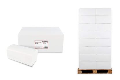 Hypafol paper towels for dispensers, white, 2-ply, 24x21 cm, 128000 sheets, 512 x 250 sheets, convenient V-fold for towel dispensers in toilets, offices, practices & studios.