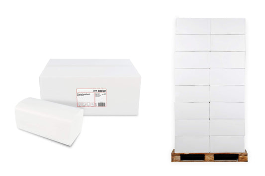 Hypafol paper towels for dispensers, white, 2-ply, 24x21 cm, 128000 sheets, 512 x 250 sheets, convenient V-fold for towel dispensers in toilets, offices, practices & studios.