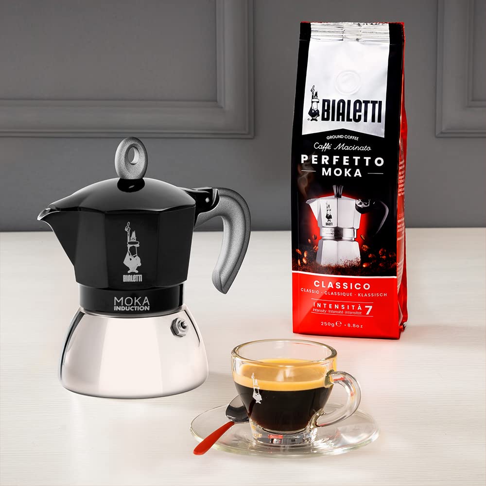 Bialetti - Moka Induction, Moka pot, Suitable for All Stove Types, 2 Cups of Espresso (100ml), Black.