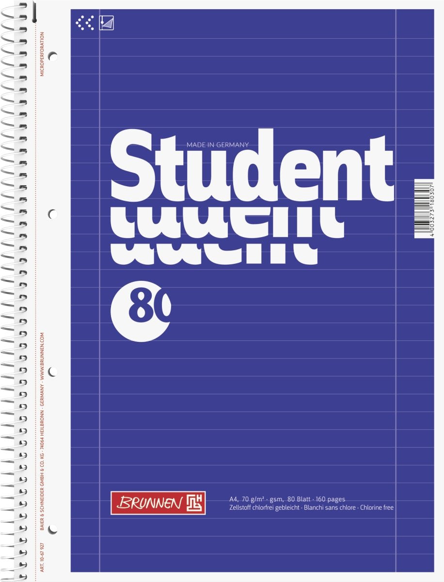 College notebooks student A4 size, ruling 27, lined 80 sheets + 5 fountain college notebooks 28 squared, white.