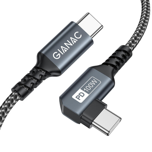 100W USB C to USB C Cable 1M, 90 Degree Fast Charging PD 5A USB Type C Cable with E-Mark Chip for MacBook Pro, MacBook Air, iPad Pro, Samsung Galaxy, Huawei, Chromebook Pixel, Google Tablet