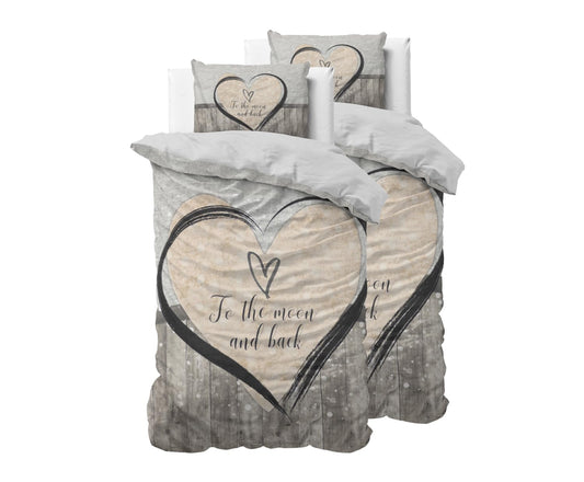 Sleeptime bedding set 4-piece 135cm x 200cm brown - Love - soft & wrinkle-free duvet covers with zipper - bedding set with 2 pillowcases 80cm x 80cm