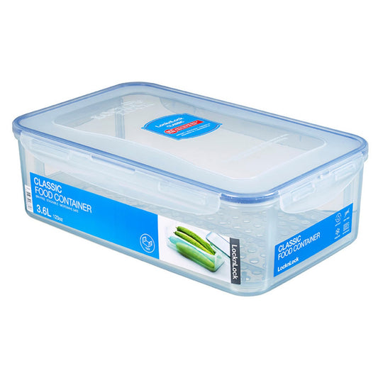 LocknLock PP Classic storage container with drainage grid | 3.6L | 30.1 x 18.8 x 9.4 cm | 100% airtight and watertight | Freezer & refrigerator organizer | Dishwasher & microwave safe.