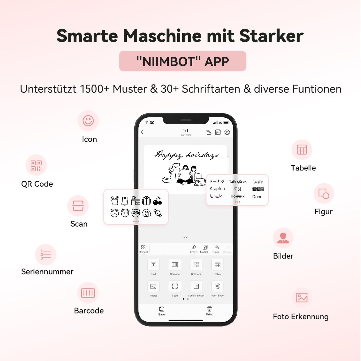 NIIMBOT B21 Label Printer, Self-Adhesive Labeling Machine Bluetooth Label Maker Sticker Printer, Portable Label Printer for Barcode Retail Office, Red.