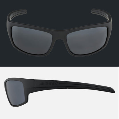 ALPINA TESTIDO - Mirrored and shatterproof sports and cycling glasses with 100% UV protection for adults, all black, One Size
