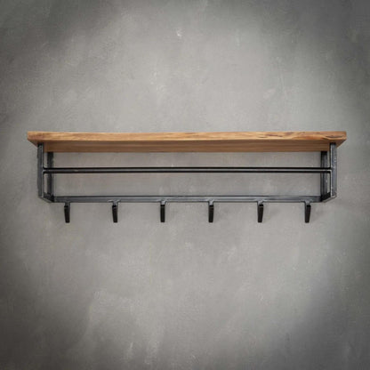 RINGO-Living wall coat rack with shelf, clothes rack hallway made of wood & metal, rustic wall shelf coat rack, wall decor industrial style, coat rack wood & metal, stylish hallway clothes rack