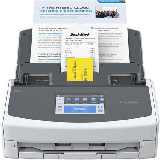 iX1600 ScanSnap Scanner (White) - A4, A5, A6, B5, B6, business card, postcard, letter, legal, and custom sizes, duplex, Wi-Fi, USB3.2, (40 pages/80 images/min) with ADF, White, ADF, 40 ppm