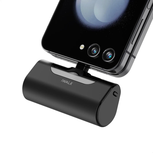 iWALK Mini Powerbank 4500mAh, USB-C Portable Charger, External Battery for Bag/Travel/Capacity Increase, Compatible with iPhone 16/15/Galaxy S25 S24/Huawei/LG/Pixel/Nexus/Redmi, Black