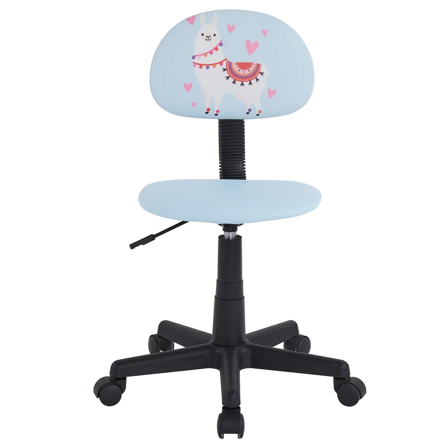 CARO-Möbel swivel chair Alpaca for children faux leather in light blue, kids' desk chair height adjustable ergonomically designed with llama motif, desk chair on castors.