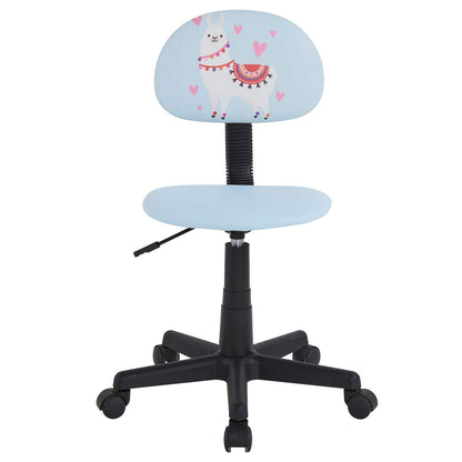 CARO-Möbel swivel chair Alpaca for children faux leather in light blue, kids' desk chair height adjustable ergonomically designed with llama motif, desk chair on castors.