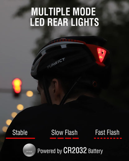 FUNWICT Bike Helmet Men Women Helmet Bike with Removable Magnetic Glasses and Inner Lining LED Rear Light Helmet with Visor for Cycling (BlackYellow)